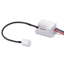 conecto Infrared Motion Sensor Built-in Indoor Flush-Mounted Mini Small Almost Invisible LED 360° Light Control IP20 Twilight Sensor (Pack of 1), White