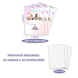 Puppy Dog Birthday Party Invitation, Let's Paw-ty Themed Fill-In Invites for Teens Boys Girls, 20 Invitations With Envelopes (4" X 6"), Kids Doggy Party Favors Decorations and Supplies -62