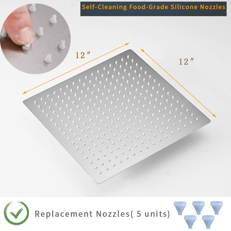 BESy 12 Inch Rain Shower Head, 12" Square Rainfall &