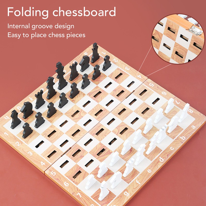 Wooden Chess Game Children Adult Portable Funny Folding Chess Board