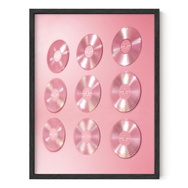 HAUS AND HUES Records for Wall Aesthetic Pink CDs - Poster for Room Aesthetic 90s Blush Pink Room Decor VSCO Posters for College Dorms (Black Framed, 12x16)