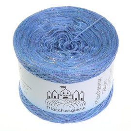 Bobbel Wool Plain + Multicoloured Glitter 300 g - 1140 m 4-Way Size Knitting Wool Crochet (Cloud Multicoloured Glitter)