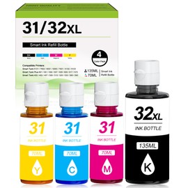 31 Ink 32XL Black Ink Bottle Set, Smart tank 5101 7602 6001 5000 ink refill Replacement for HP 31 32XL Ink Bottle Set for Smart Tank 651 5101 5000 7602 5103 6001 7301 7001 7302 5102 7002 7006 Printers