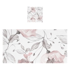 ALAZA Pink Rose Flower Gray Leaves Bath Towel Sets for Bathroom Set of 2 Cotton Hand Towels, 1 Extra Large Bathroom Towel, 1 Wachcloth, Soft Luxury Absorbent Decorative Towels Face Towel