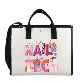 LEVLO Nail Tech Tote Bag Nail Artist Gift Beautician Canvas Bag Nail Salon Gifts Nail Technician Gifts Manicurist Salon Tote Bag (NAIL TECH TOTE BAG uk)