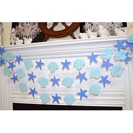 Seashell and starfish nautical wedding garland, nautical birthday decor, wedding garlands nautical shower baby shower, starfish decorations