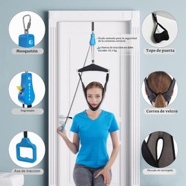 Dispositivo de tracción cervical para cuello, hamaca portátil para aliviar el dolor de cuello sobre la puerta en casa, para aliviar la tensión y la co