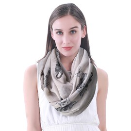 Lina & Lily Cat Animal Print Women's Infinity Scarf Lightweight (Beige)