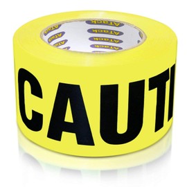 ATack Caution Tape Roll Non Adhesive 3-Inch x 1000-Foot Yellow Black Barricade Safety Tape- High Visibility for Workplace Safety