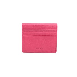 grande 762 Genuine Leather Card Holder For Men Slim Minimalist Card Case Small Magnetic Wallet - Pink