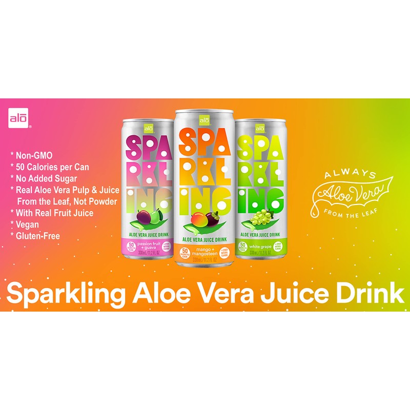 ALO Sparkling White Grape Carbonated Aloe Vera Juice Drink |