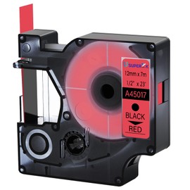 USUPERINK 20 Pack Compatible for Dymo D1 Label Tape 45017 S0720570 Refill Black on Red 1/2 inch x 23 feet Labeling Tape for LabelManager PnP 160 210D 260P 280 360D 420P 450D ColorPop Label Maker