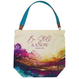 Kerusso Grace & Truth Be Still Psalm 46:10 Watercolor, Multicolor 16 x 14.5 Inches Cotton Canvas Multi Use Tote Bag