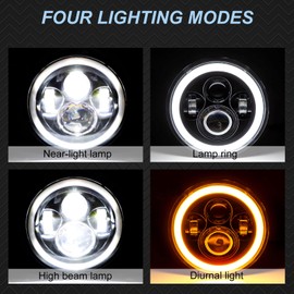 Faros LED redondos de 7 pulgadas, 120 W con repuesto DRL de haz alto/bajo para Jeep Wrangler JK LJ CJ para Hummer H1 H2, faros LED para faros ilimitados JKU Peterbilt Ford H6024
