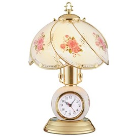 Collections Etc Rose Gold-Toned Clock Base Touch Table Lamp