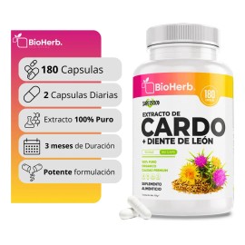 Suplemento Cápsula Bioherb Herbal Cardo Mariano Diente León 90g