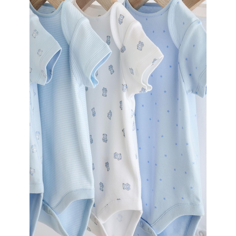 NEXT Kurzärmelige Baby-Bodys mit Bärendesign, 5er-Pack Blau 1 Monat