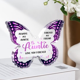 JOYVADO Auntie Gifts - Butterfly-Shaped Acrylic Decorations - Special Auntie Birthday Gifts from Nephew Niece, Presents for Auntie Aunty on Her Birthday Mothers Day Christmas Thanksgiving