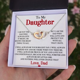 Larvincy To My Daughter Necklace From Dad With Heartfelt Message & Elegant Box, Valentines Day Gifts For Daughter From Father, Jewelry Gift From Daddy for Birthday, Graduation & More