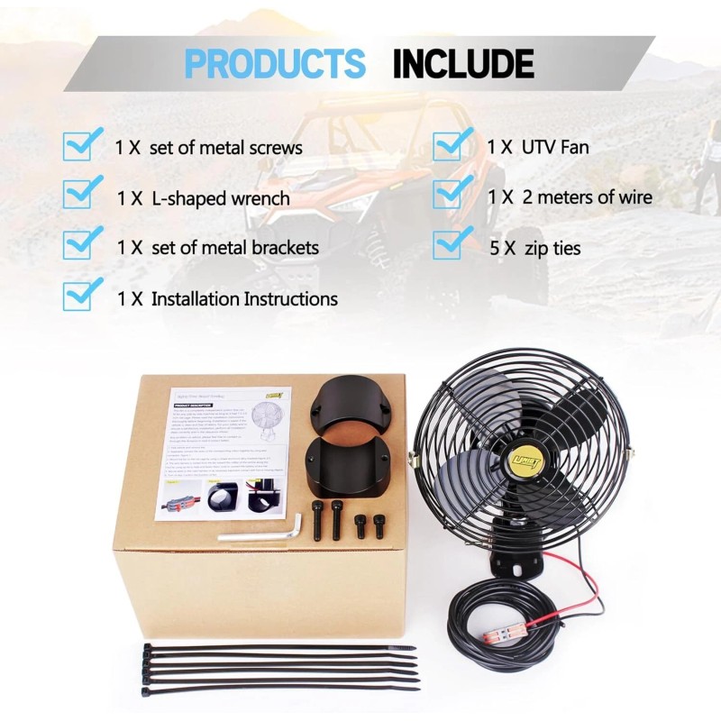 UNIGT Universal UTV Cooling Fan Compatible with Polaris RZR Can