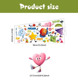 Colorful Shapes Wall Decal,Geometry Wall Sticker,Peel and Stick Educational Learning Wall Decor,Removable Learning Decor,for Kids Bedroom Nursery Playroom Classroom Library Reading Corner Decoration