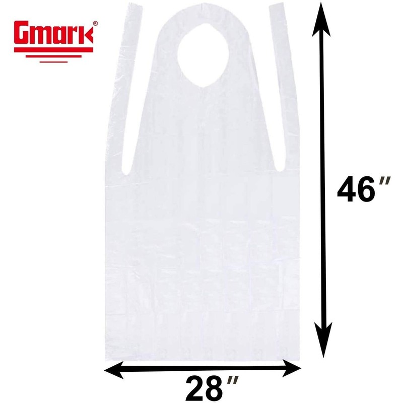 Gmark Poly Apron Individual Wrapped, Disposable PE Waterproof, Food, Cooking