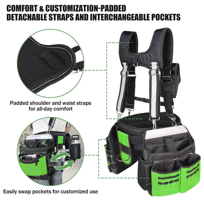 Tool Belt with Suspenders for Men, Heavy Duty Construction Tool