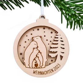 Christbaumkugel personalisiert - Weihnachtsgeschenk für Eltern: Weihnachtskugel mit Gravur Familie (4 Kinder)