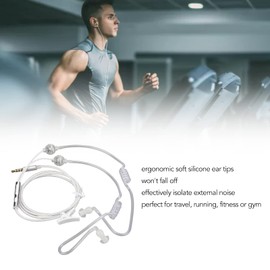 Zunate LC049 Binaural In-Ear Air Channel Headphones 3.5 mm Audio Anti-Radiation Headset Air Tube Earphones Radiation-Free Noise Reduction Headphones for Laptop Tablet (White)