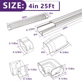 Mxclimate 4in 25ft PVC Line Set Cover Kit for Mini Split and Central Air Conditioners,AC Heat Pump Systems,Decorative Tubing Pipe Covers. Brown