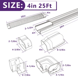Mxclimate 4in 25ft PVC Line Set Cover Kit for Mini Split and Central Air Conditioners,AC Heat Pump Systems,Decorative Tubing Pipe Covers. Brown