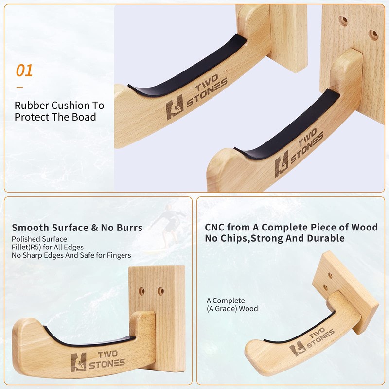 TWO STONES Surfboard Racks for The Wall, Surfboard Rack Hanger