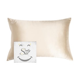 Smily Silk Pillowcase for Hair and Skin 100% Mulberry Silk 22Momme 6A Zippered, Breathable, Cooling, Anti-Aging, Silk Pillow Cases Queen Size Set, 2 Scrunchies - 1 Laundry Mesh