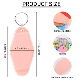 Pack of 40 Empty Hotel Motel Keychains, Double-Sided Heat Transfer Keyrings, Empty Hotel Key Rings with Key Rings, for DIY Key Rings and Luggage Tags, 20 Colours, multicoloured
