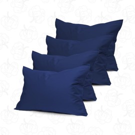 MistyMorning Pillow Cases 4 Pack - Standard Size (50x75+15cm), Egyptian Cotton 200 Thread Count Soft & Premium Quality Breathable Envelop Closure Pillowcases 4x (Navy)
