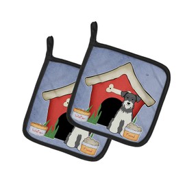 Caroline's Treasures BB2808PTHD Dog House Collection Miniature Schnauzer Salt and Pepper Pair of Pot Holders Kitchen Heat Resistant Pot Holders Sets Oven Hot Pads for Cooking Baking BBQ, 7 1/2 x 7 1/2