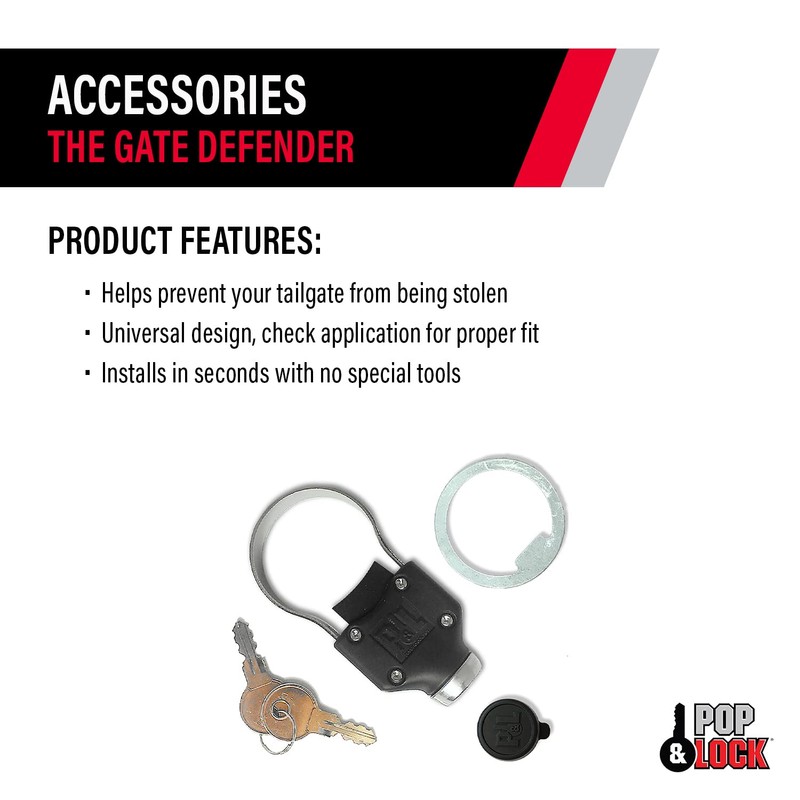 Pop & Lock Universal Black Tailgate Lock, Key Lock, PL9900,