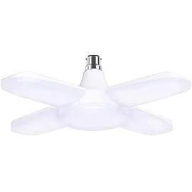 Geunisin LED Garage Light B22 Deformable 60W, Workshop Ceiling Lighting BC Bayonet Cap Cool White Daylight with 4 Adjustable Panels, High Bay Lamp for Loft, Warehouse, Basement, Kitchen, Market, Porch