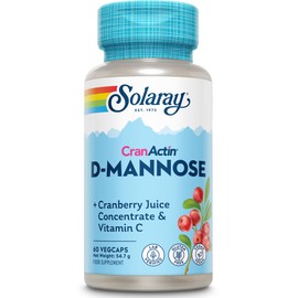 D-Mannose with Cranactin Cranberry and Vitamin C - 60 Vegan Capsules Not Tablets - D Mannose Supplement - Non GMO & Lab Verified - Solaray