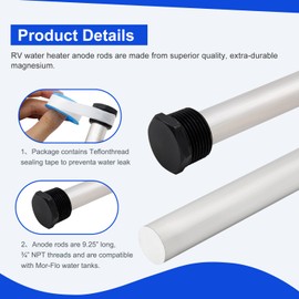 Laofudech RV Water Heater Anode Rod 3/4 NPT 9.25" Hot Water Tank Anode Rod Suburban and Morflo Water Heaters (9.25" x 3/4" NPT(2PCS))