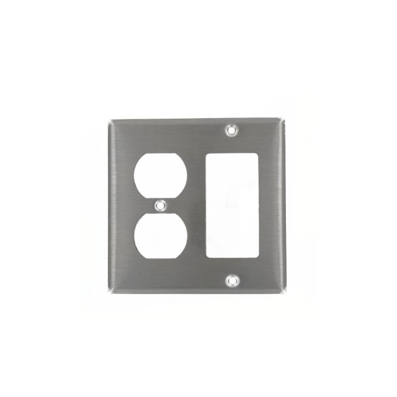 Leviton 2-Gang Decora/GFCI Combination Wallplate, Standard Size, Non-Magnetic Stainless Steel,