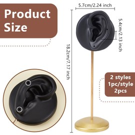 OLYCRAFT 2pcs Ear Shaped Earring Display Stand Black Piercing Stud Holder Earring Show Rack Resin Ear Displays Model Navel Rack for Photography Jewelry Props Show Dresser Decor Practice Piercing