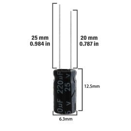 GTIWUNG Pack of 60 25 V 220 uf Electrolyte Polar Capacitors Electronic Component, Electrolytic Capacitors 6.3 x 12 mm, Pluggable Aluminium Electrolytic Capacitors