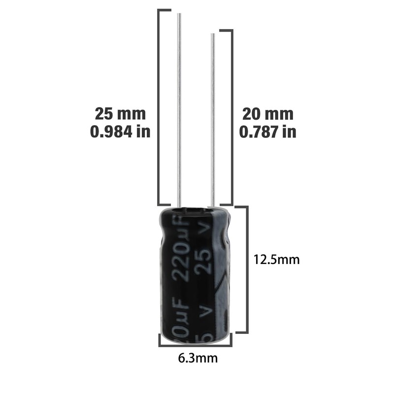 GTIWUNG Pack of 60 25 V 220 uf Electrolyte Polar