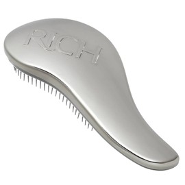 RICH Hair Care Silver Glamour Satin Touch Detangling Brush- Dry and Wet Hair Brush Detangler for All Hair Types - Keeps Hair Smooth, Anti-static, Reduces Frizz for Men, Women & Kids