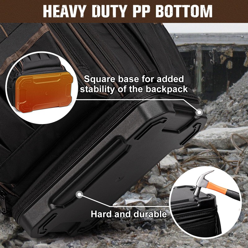 Tool Backpack Heavy Duty, Tool Bag Backpack with Laptop Compartment