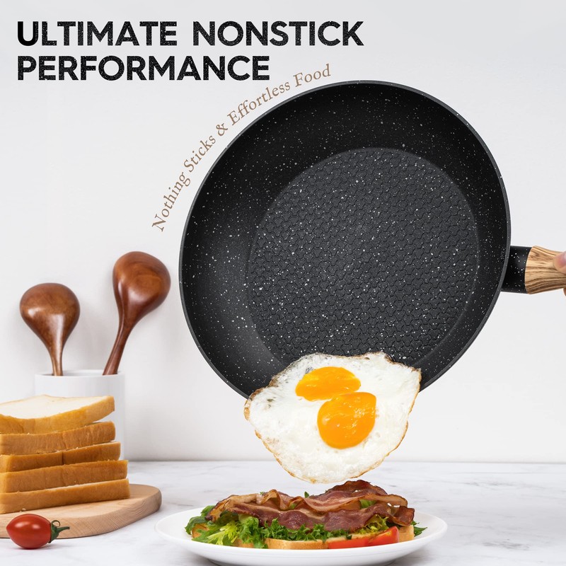 MICHELANGELO Nonstick Frying Pan with Lid, 8 Inch Frying Pans
