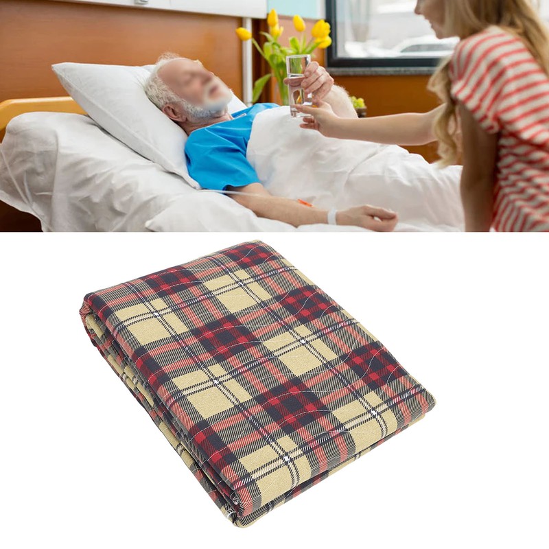 Incontinence Bed Pads Stain Masking Washable Reusable Plaid Underpads for