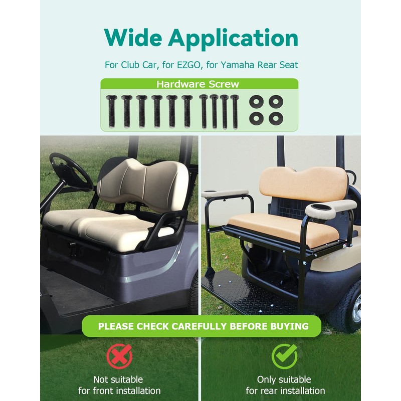 ILVGOLF Universal Golf Cart Rear Flip Seat Replacement Cushions for