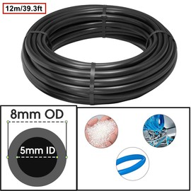 HAXIHA Pneumatic Hose Black 8 mm OD 5 mm ID Polyurethane PU Air Hose Pipe Set Compressed Air Hose 12 Metres 39.4 ft PU Hose is Suitable for Pneumatic Devices and Air Compressor